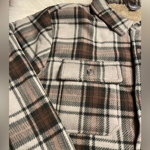 Eddie Bauer, Sherpa, Jacket, Shirt Jacket, Fleece, Pockets, Plaid, Medium, NWT